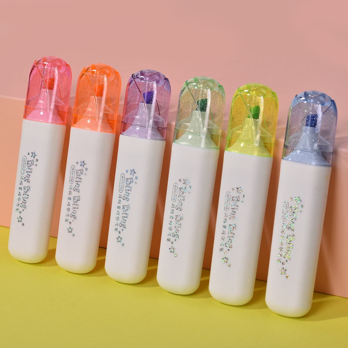 Flashing Star River puntero de resaltos estudiantes de dibujo de notas clave con pinza en forma de hacha con polvo flash pinza de pintura al por mayor