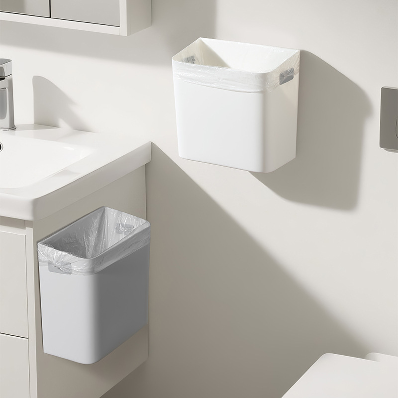 壁挂式方形垃圾桶厨房浴室杂物垃圾盒家用墙壁斜面硅胶卡口收纳桶