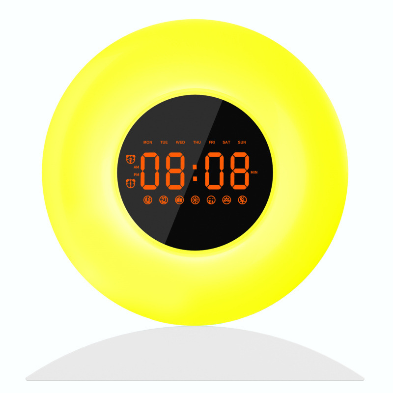 LED Double alarm clock Sunrise natural wake-up light multi-function simulation sunset with bed head magic color atmosphere night light