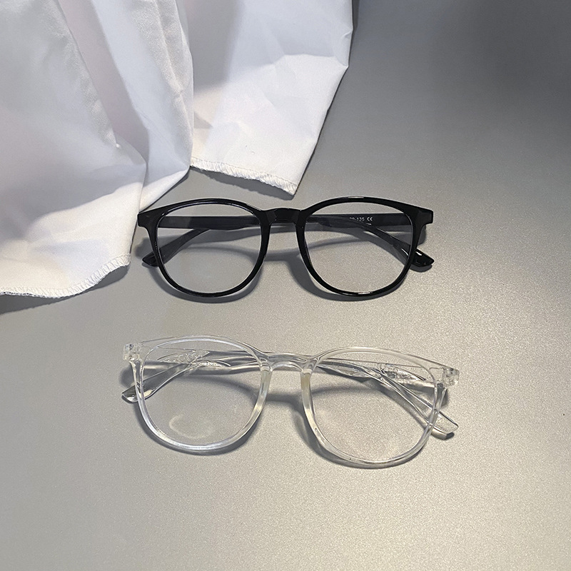 Miopía gafas hombres de estilo coreano de moda marco redondo marco negro liso en línea a juego grado pantalla digital cara gafas pequeñas marco gafas lisas mujeres