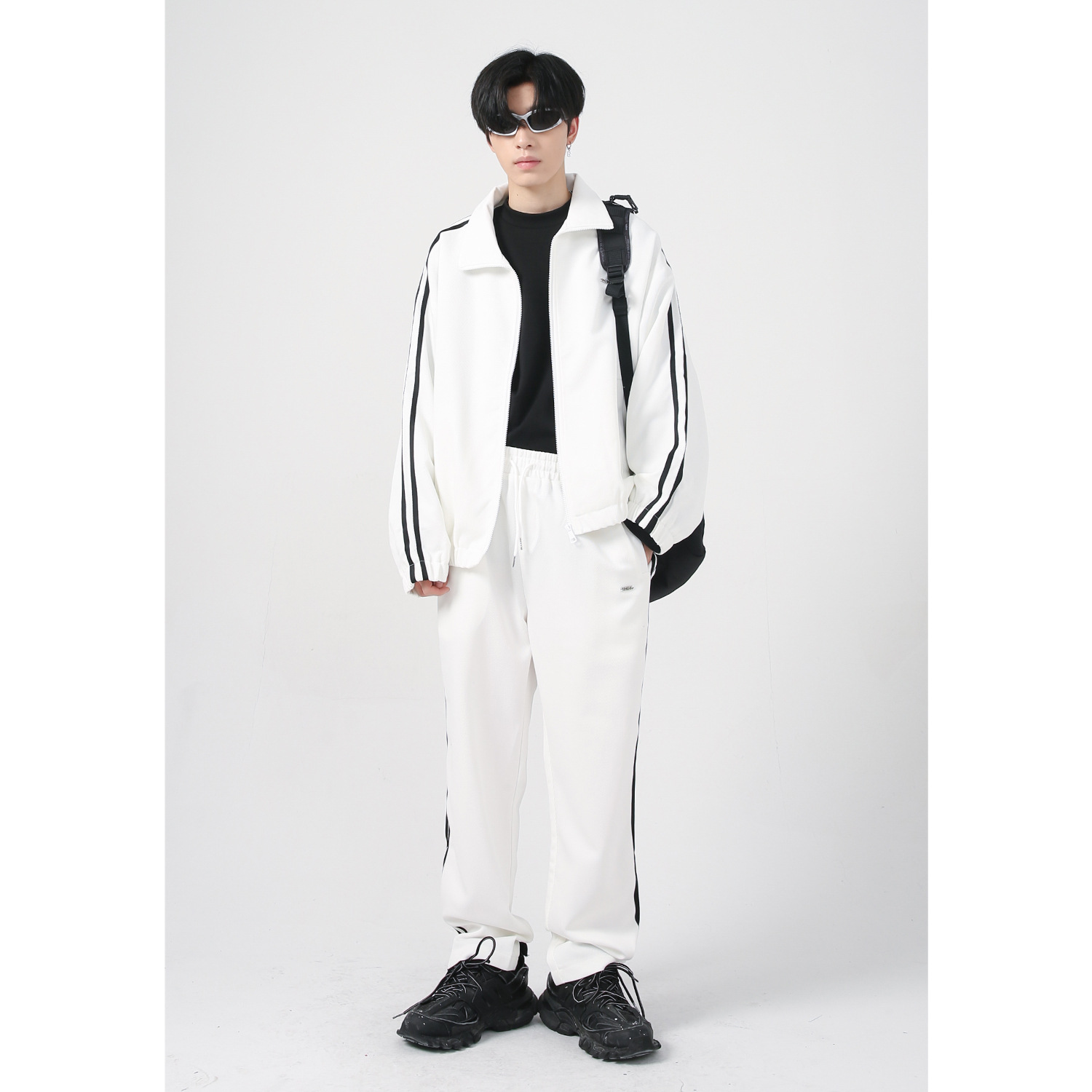 Mtlclothes ropa de Hombre | 2022 otoño nuevo estilo coreano suelta contraste color costura casual traje deportivo para hombres y mujeres