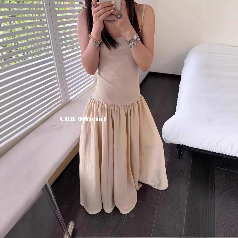 Urr Official26 Summer Suspender Dress for Women, Slim-Fitting Long Dress, Holiday Style Long Tank Top Dress