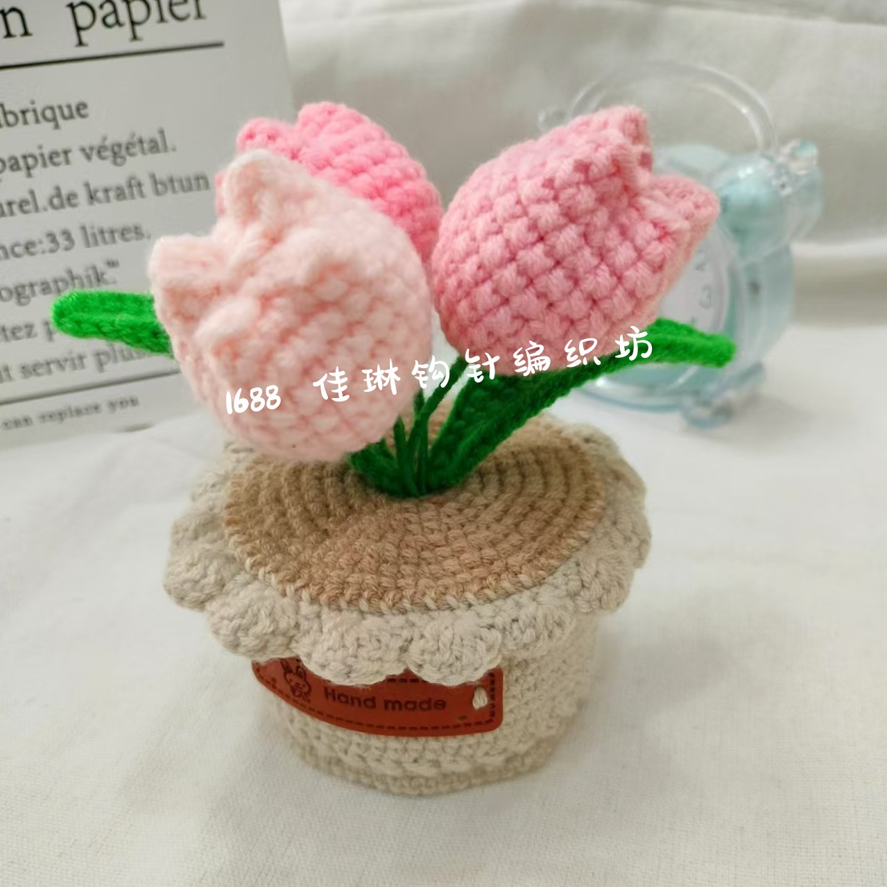 Productos acabados de lana tejida a mano flor de punto de hippopotamus imitación flor inmortal flor creativa ganchillo decoración ornamentos florales