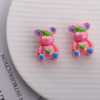 Glossy acrylic beads, bracelet, hand painting, with little bears