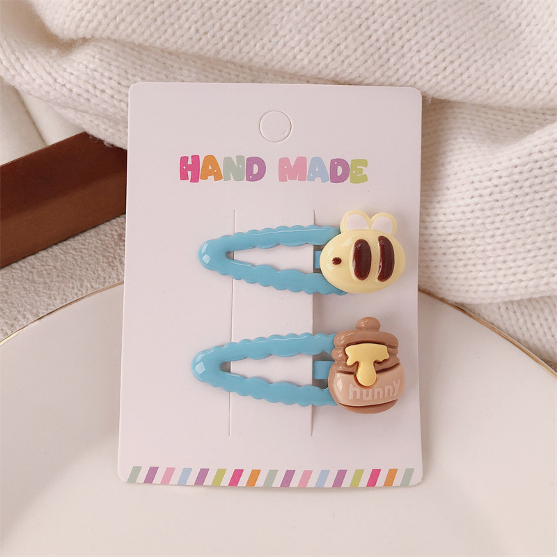 Caricatura serie de abrazaderas de abejas adorables tarjeta de miel de niña clip de corazón BB lateral clip de cabello fruncado clip de cabello tocado