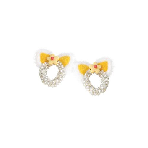 Children's cat ear pearl hairband cute little girl's ball head girl's hair rope headband new hair accessories headdress