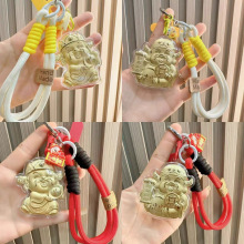 足金999爆款招财猫财神挂件礼品立体毛笔手机挂饰钥匙卡通挂绳