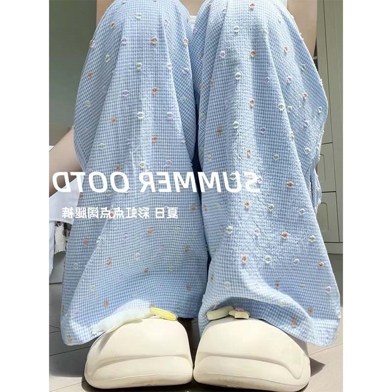 Japanese retro blue casual trousers for leisure