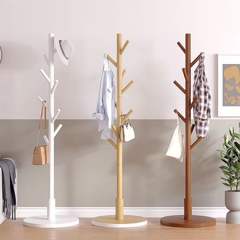 Solid Wood Coat Rack Household Bedroom Clothes Rack Floor-Standing Vertical Simple Clothes Rack Dormitory Hanging