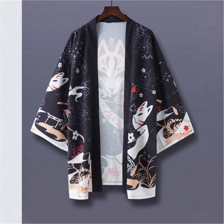 Кимоно хаори, кардиган, защита от солнца, тонкая шаль, куртка, европейская и американская уличная свободная модная крутая верхняя рубашка с рукавами три четверти