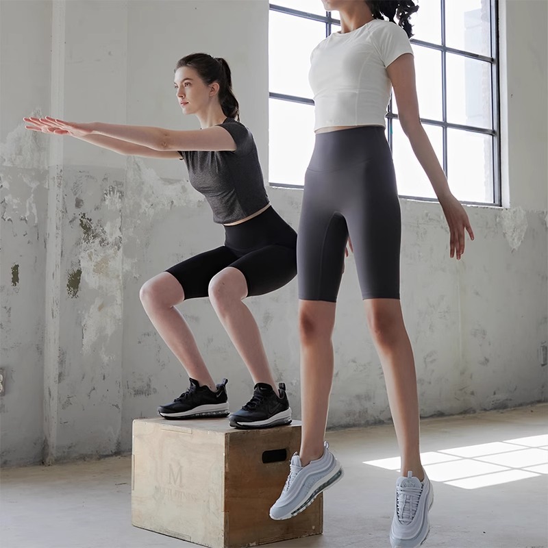 Quick-Drying T-Line-Free High-Waisted Yoga Shorts Nude Tight-Fitting Butt-Lifting Peach Fitness Running Sports Five-Point Yoga Pants