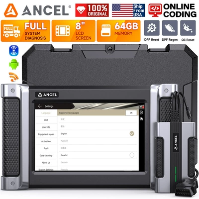 ANCEL HD8000 diesel engine diagnostic instrument heavy truck machinery inspection tool DPF regeneration instrument