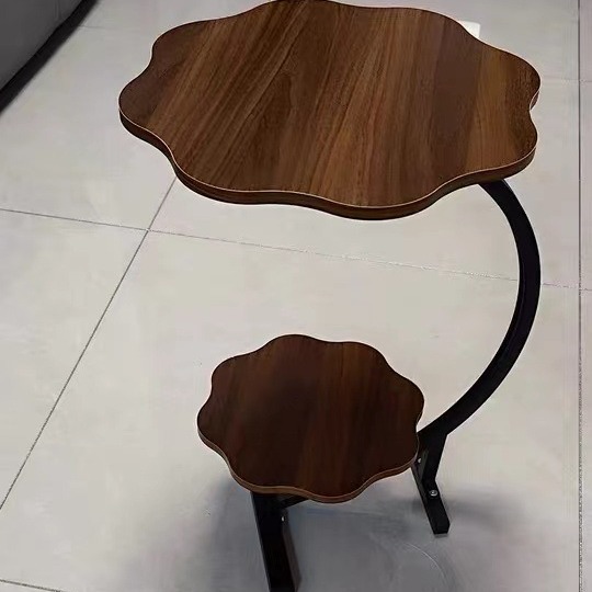 Sala de estar creativa, mesa de té de doble capa para el hogar, mesa lateral de sofá, mesa de balcón de encaje de estilo crema, estante pequeño, mesa lateral pequeña