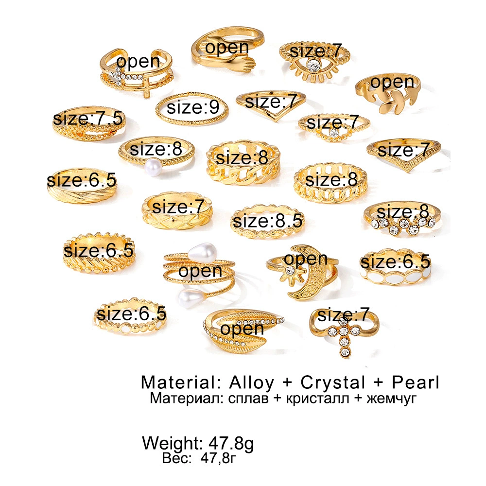 (Cross-border trading), multi-joint ring, set pearl solar-powered, 23 pieces