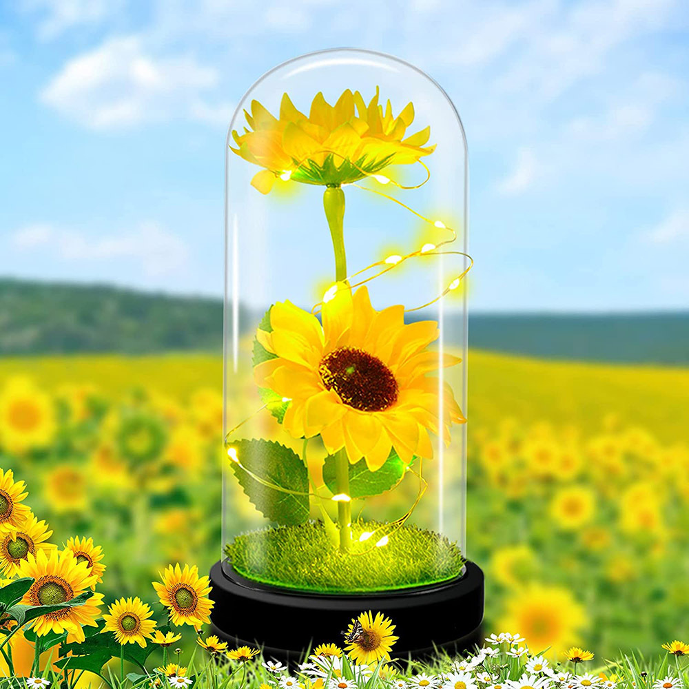 Handmade saved on the glass -top sunflower with LED lights to…