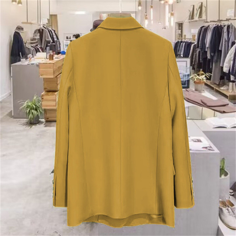 Spring and Autumn suit jacket for women 2023 new design lemon yellow Korean style elegant casual small suit jacket