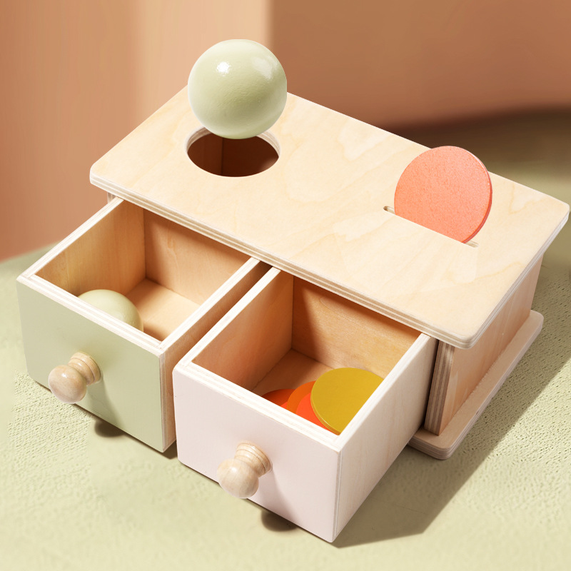 Montessori teaching aids wooden drawer box kindergarten coin box ball box Science and Education puzzle Monterey shuttle early education toys