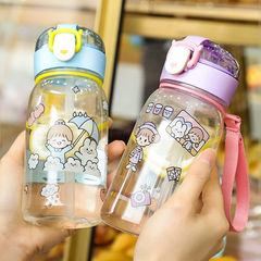 Factory Direct Plastic Cups with Straws for Cute Girls, Students, Cartoon Creative Water Bottles, Portable and Simple