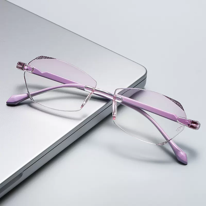 厂家直销一体老花镜复古无框眼镜防蓝光智能变焦时尚简约眼镜男女