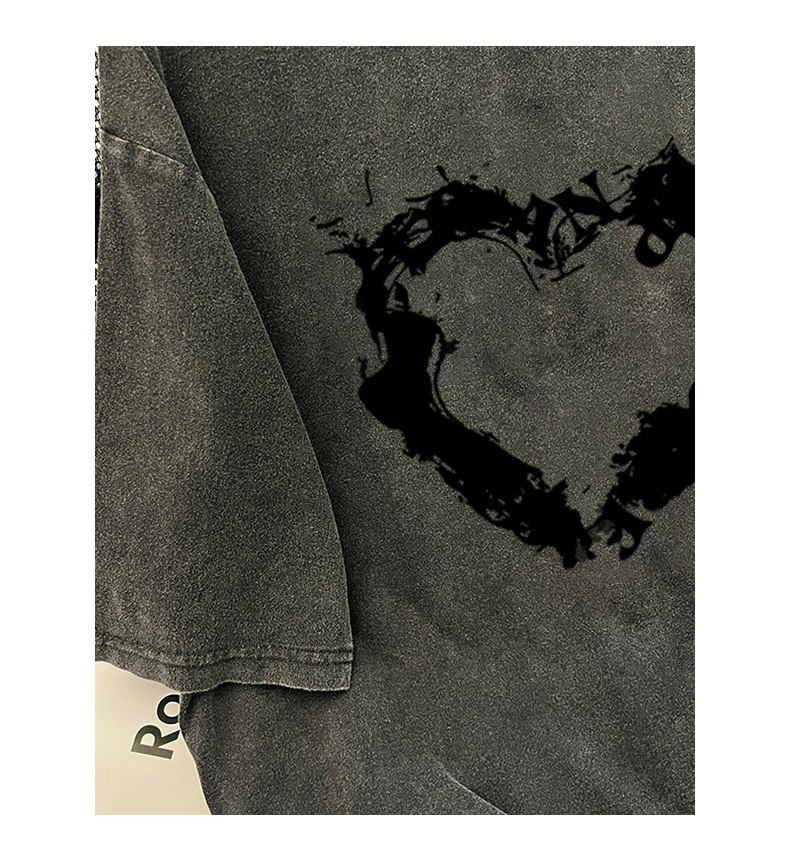 Washed Distressed Cotton Short Sleeved T shirt Women Loose All Match Mid Length Bottoming Shirt Trendy Brand Retro Top