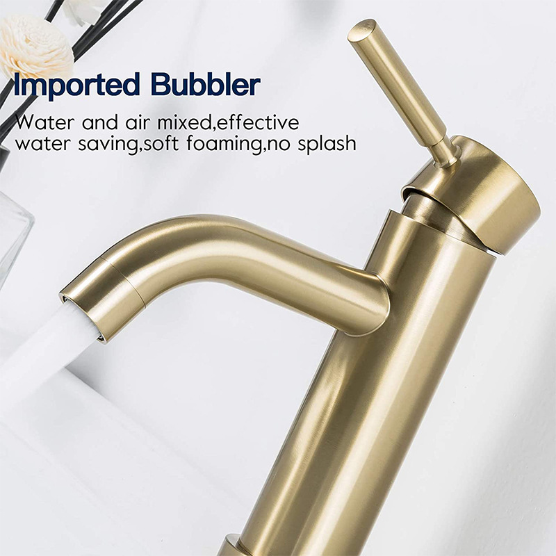 Stainless steel brushed gold faucet 304, cold and hot washbasin, washbasin, countertop basin, gold straight and curved faucet undefined