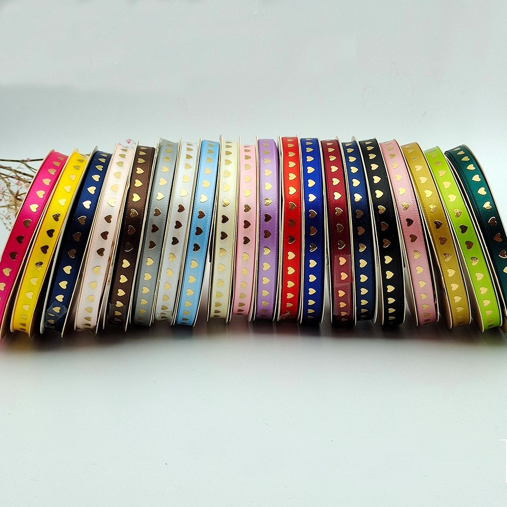 1cm en forma de corazón Cinta de Oro bandeja de barra cinta hecha a mano flor cinta de regalo caja de embalaje al por mayor especial