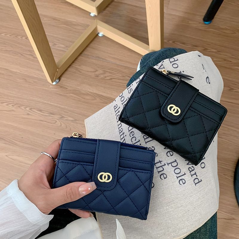 Versión coreana de la billetera de las señoras, bordado de fragancia pequeña, monedero de PU multifuncional, billetera transfronteriza de sentido avanzado para mujer