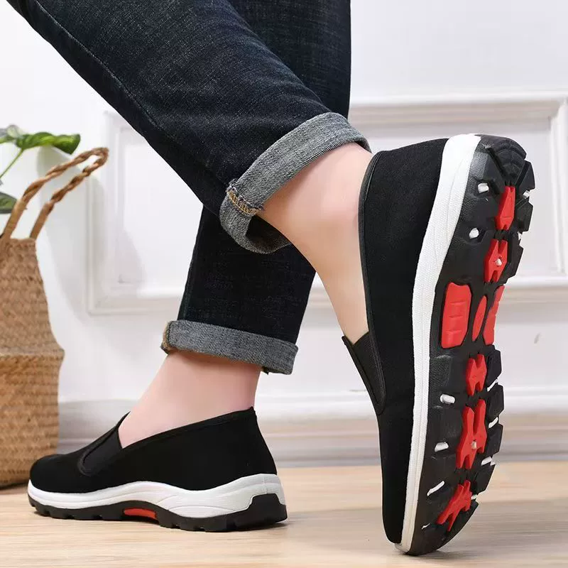 Мужские походные туфли, старинные тканевые туфли в стиле Пекин, мужские слипоны, хлопковые туфли на резиновой подошве, оптовые дышащие черные тканевые туфли для весны и осени