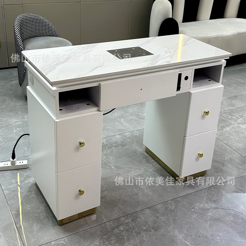 Mesa de manicuras para una persona, mesa de manicuras blancas con cajones, mesa de manicuras de madera maciza, mesa de manicuras simple