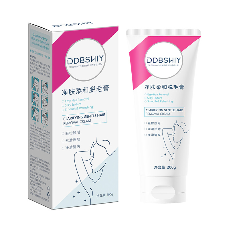 Crema depilatoria que elimina permanentemente el vello de las axilas, los brazos y las piernas, y es adecuada para todas las partes del cuerpo. Es suave y elimina el vello de las zonas íntimas. Es una herramienta de cuidado para la depilación para mujeres.