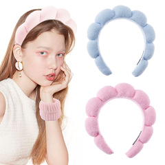 クロスボーダーのスポンジの麻の花の雲のカチューシャの卸売りの女性の甘い高級感のタオルの布の高い頭の頂は洗面して頭のカチューシャを洗います。