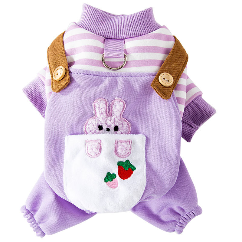 Otoño e invierno lindo oso conejo rayas tracción perro ropa de cuatro patas gato de dibujos animados lindo perro ropa