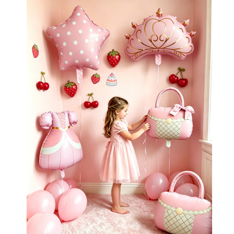 Globos de aluminio con temática de princesa, maquillaje en forma de lápiz labial, vestido de princesa para cumpleaños, globos de decoración para fiestas