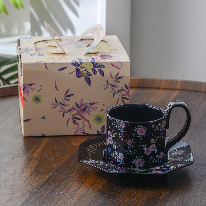 Pequeña flor floral pequeña flor de brocado taza de café platillo tetera estilo pastoral fresco francés una taza un plato regalos