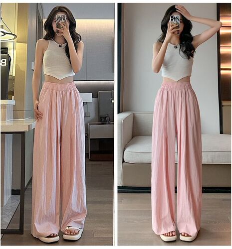 Ice silk wide-leg pants, women's trousers, summer loose pants, high-rise Yamamoto pants, casual mosquito prevention, drooping, pleated, sun-protected