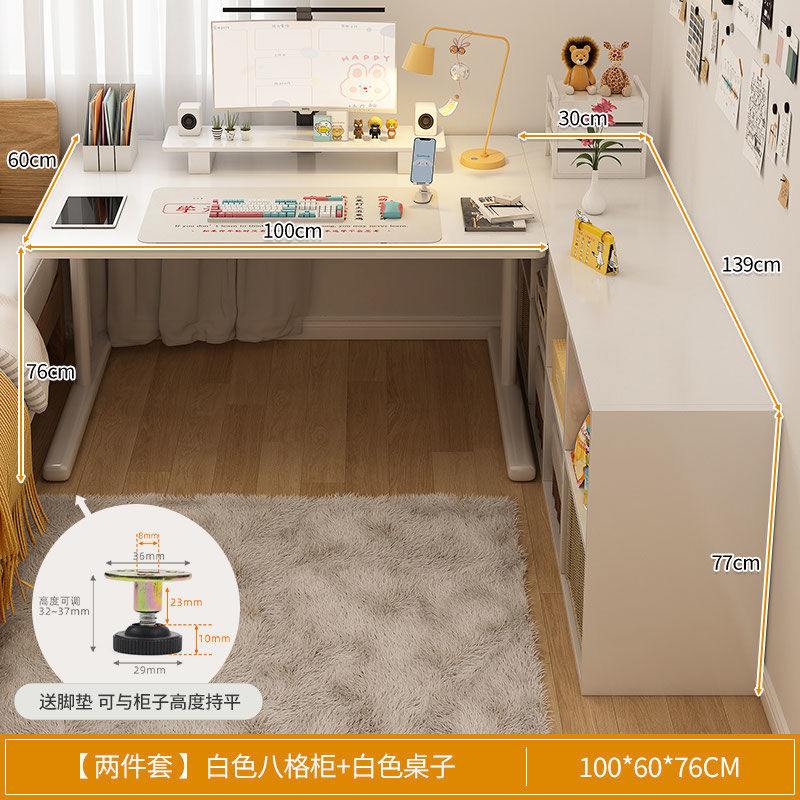 Escritorio de computadora, escritorio, estantería, escritorio en casa para estudiantes, escritorio de oficina de aprendizaje para niños, dormitorio en forma de L, niñas