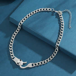 定制MINBA新款蛇衔尾粗款项链小众个性颈饰品轻奢设计感时尚酷潮