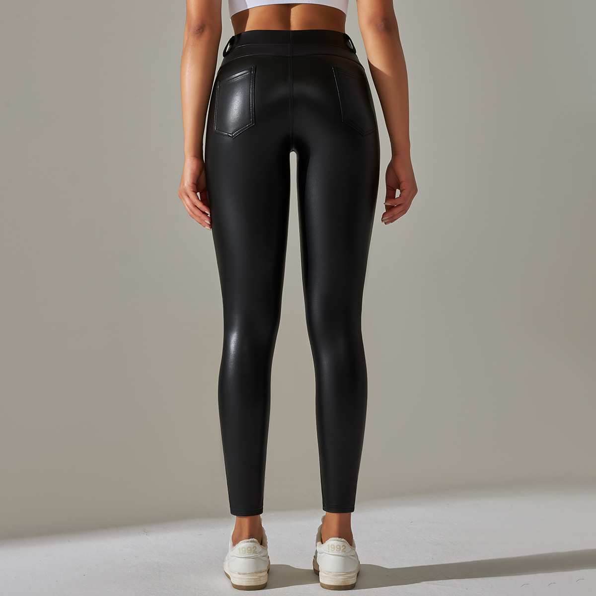 Modern Style Solid Color Chemical Fiber Blending Polyester Active Bottoms Skinny Pants display picture 3