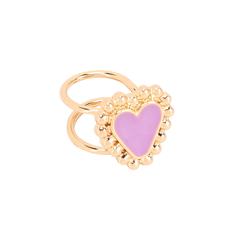 2g Weight Earrings Classification Housewarming, Anniversary, Business, Wedding, Travel, Birthday, Festival Occasion Women'S Gender Pink, Purple, Red, Green, Blue Color Nihaojewelry Retro Geometric Heart Opening Ring Wholesale Jewelry 6