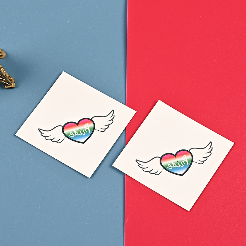 New Spot Disposable Tattoo Sticker Gradient Colorful Face Children Rainbow Love Temporary Waterproof Sweat Sticker