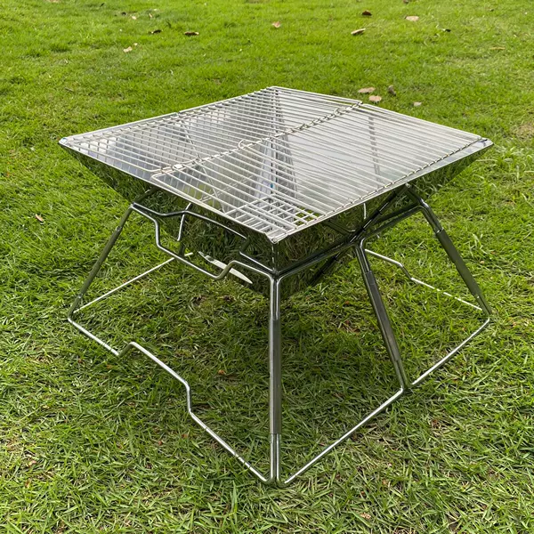 Outdoor Folding Barbecue Grill Stainless Steel Wood Stove Camping Heating Stove BBQ Barbecue Stove Grilled Sweet Potato Roasting Fire Encircled Stove