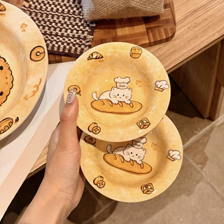 法棍小猫可爱陶瓷酱料碟家用高颜值酱油碟火锅调料碟小菜碟味碟