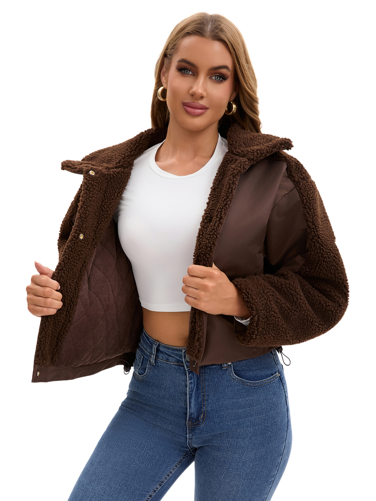 Chaqueta de Lana de Cordero para Mujer de Lana de Alpaca con Botones image 6