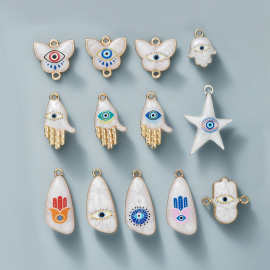 恶魔之眼合金饰品配件新款简约个性树脂DIY手工项链吊坠挂件批发