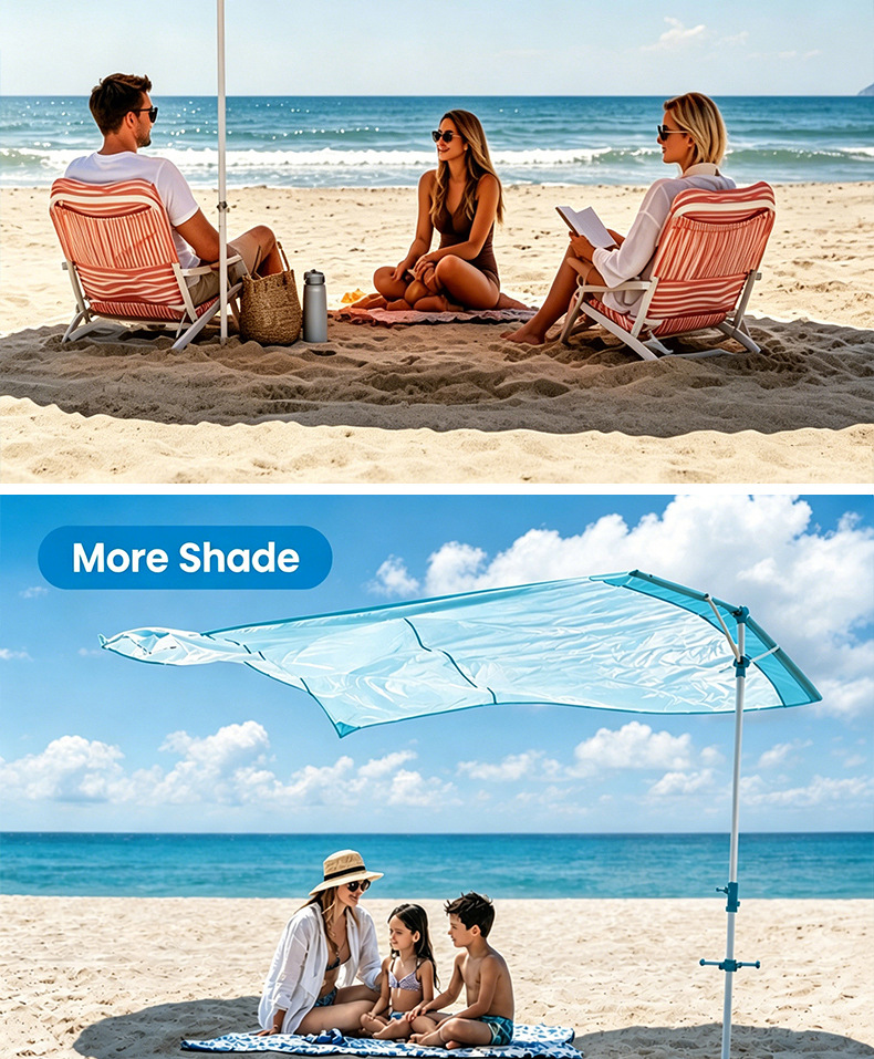 Cross-border wind-powered canopy beach sunshade, quick-open seaside sunshade, portable outdoor camping sunshade