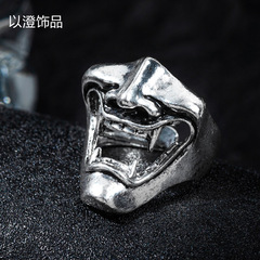 暗黑風骷髏戒指熱銷時尚酷潮嘻哈獠牙張口鬼開口戒指歐美跨境飾品