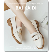 新款小皮鞋英伦风鞋子金属方扣百搭秋黑色乐福鞋加绒乐福鞋单鞋女