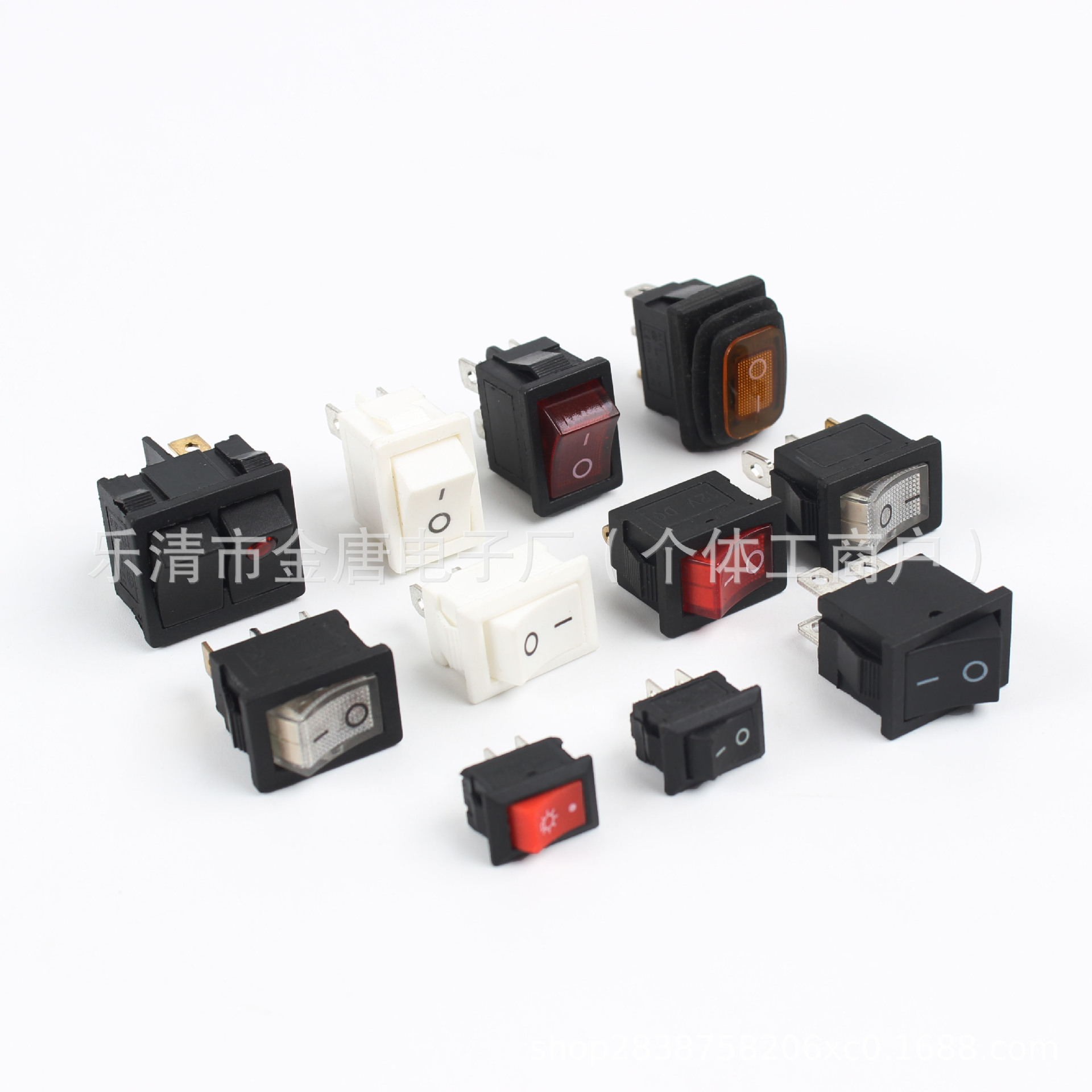 船型开关KCD1二档3档弯脚圆形方全黑带灯104黑红绿色翘板开关