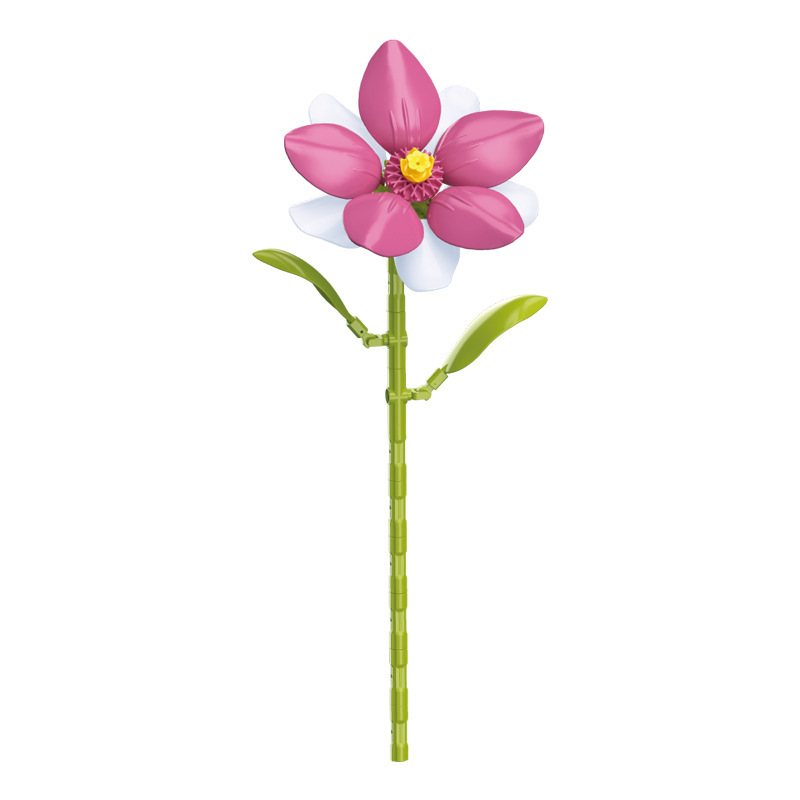 钻马积木花永生花束抱抱桶仿真花小颗粒积木DIY玩具七夕女生礼物|undefined