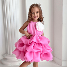跨境外贸儿童礼服公主裙小女孩蛋糕裙生日宴会钢琴主持人演出服装